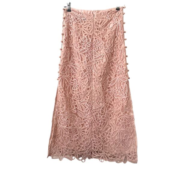 SEA NEW YORK Floral Crochet Midi Skirt Pink‎ Sz 6 - Picture 2 of 5